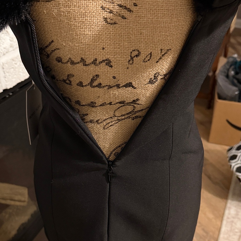Ronny Kobo Collection Black Strapless Dress with Fur Trim - Picture 5 of 6